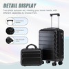 SEVOBAL Luggage 14"/20" 2 pcs/set in ABS Spinner Wheel Luggage, with Combination Lock,14" Cosmetic Case Luggage Sets, Black, 14.4"*9.1"*22.2" - 2 of 4