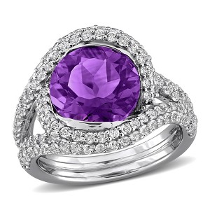 EVERLY JEWELRY |Multiple-color option Silver Engagement Ring with Multiple color gemstone Options. - 1 of 4