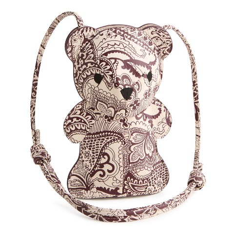 Vera Bradley Women's Leather Heritage Bear Crossbody Bag Eclectic Paisley Cottage Cream