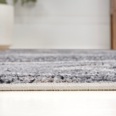 Eleni Charcoal and Cream Abstract Marble 3 x 5 Synthetic Area Rug