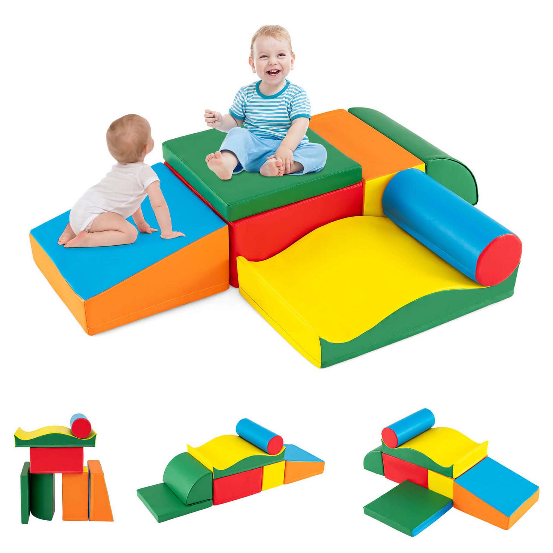 Costway 7 PCS Lightweight Foam Corner Climber Toddlers Colorful Climbing Toys with EPE Foam
