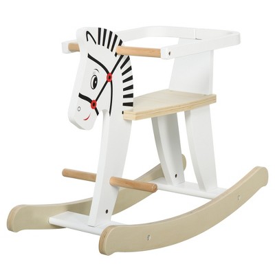 Qaba Wooden Rocking Horse Toddler Baby Ride-on Toys For Kids 1-3 Years With  Classic Design & Wood Safety Bar, White : Target