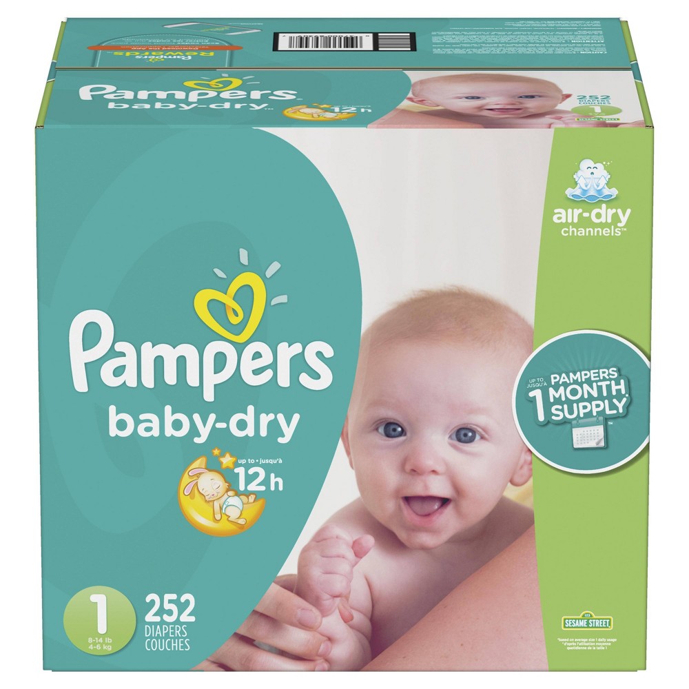 UPC 037000893097 product image for Pampers Baby Dry Disposable Diapers One Month Supply - Size 1 (252ct) | upcitemdb.com