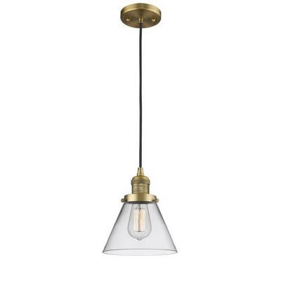 Cone - 1 Light Cord Hung Mini Pendant In Industrial Style-10 Inches Tall and 8 Inches Wide