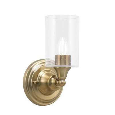 Toltec Lighting Any 1 - Light Sconce in  New Aged Brass with 4" Clear Bubble Shade