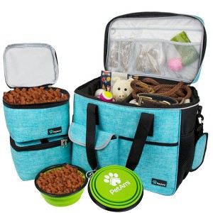 PetAmi Dog Travel Bag, Pet Supplies Organizer with Pockets, Food Container Collapsible Bowls, Gift Accessories Weekend Camping - 1 of 4