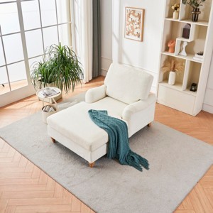 66.5" Mid-Century Modern Oversized Chaise Lounge Sofa, Chenille Upholstered Sleeper for Living Room Bedroom-3irtyhousy - 1 of 4