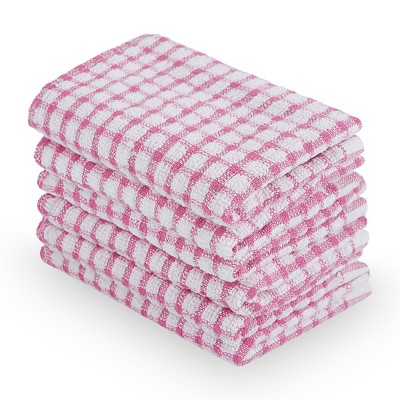 PiccoCasa 6 Pcs 13 x 29 100% Cotton Plaid Absorbent Kitchen Towel Blue  and White - PiccoCasa