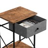 VECELO Modern X-Design Nightstand, End/Side Table with Fabric Drawer & Open Storage Shelves for Bedroom or Living Room, Brown - 3 of 4