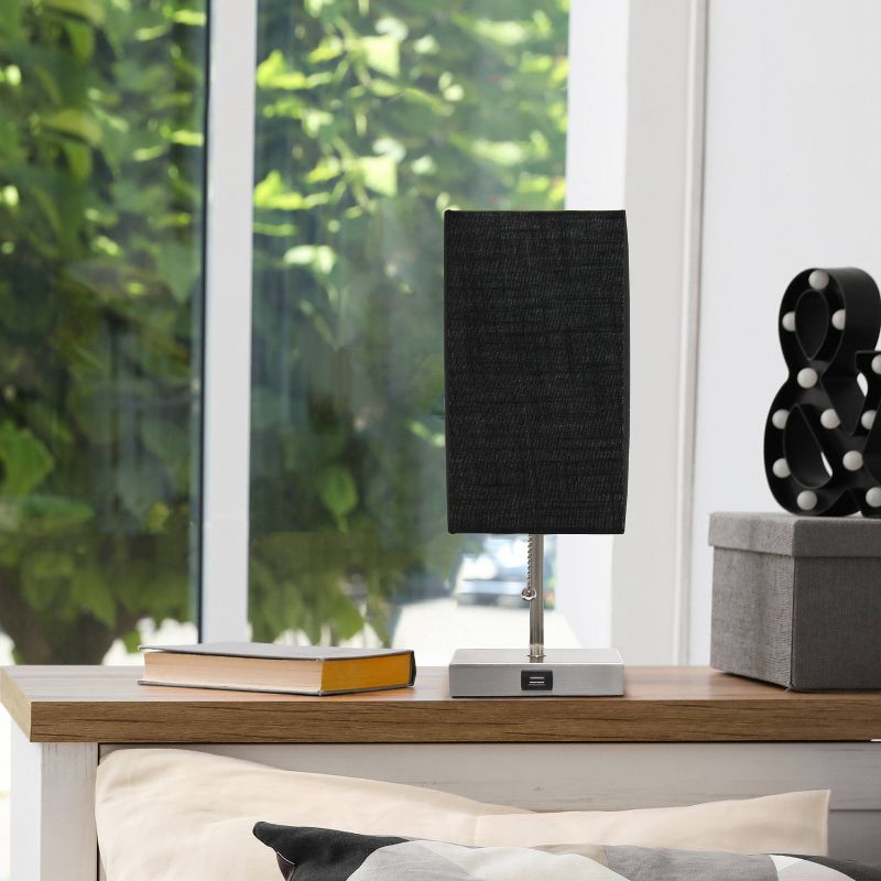 Petite Stick Lamp with USB Charging Port and Fabric Shade - Simple Designs, 3 of 10