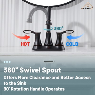 Oil Rubbed Bronze 4-Inch Double Handle Bathroom Faucet Kit