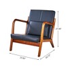 VECELO Mid-Century Modern Accent Chair, Upholstered Lounge Chair with 1 Pillow, Solid Wood Frame, Black - 3 of 4