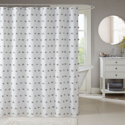 VYNXARIA Casual shower curtain with all over pom pom,Gray