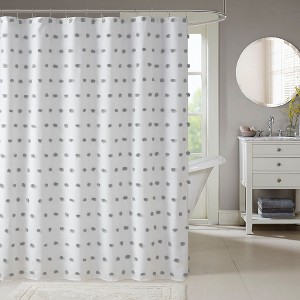 VYNXARIA Casual shower curtain with all over pom pom,Gray - 1 of 4