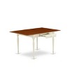East West Furniture PSNA3-SBR-C 3 PcRectangular Kitchen Table having 12in Leaf and 2Fabric Dinette Chairs in Saddle Brown . - 3 of 3