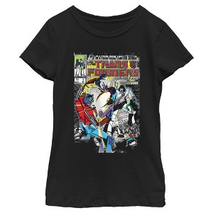 Girl's Transformers Megatron vs Optimus Prime Fight Panel T-Shirt - 1 of 4