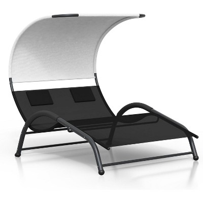 Outdoor Double Chaise Lounge Chair with Canopy,Portable Outdoor Chaise with Canopy ,for Shade Lightweight, Patio, Poolside, Backyard