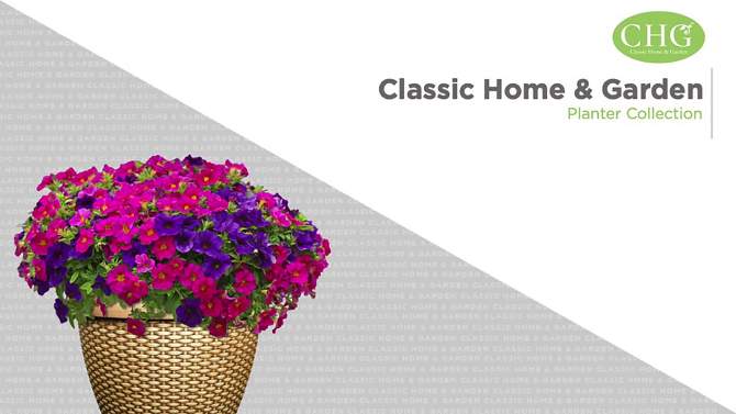 Classic Home and Garden Corinthian Trough Rectangular Resin Indoor Outdoor Planter Boxes, 2 of 6, play video