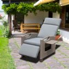 Fontoi Accent Chairs, Recliner Chair with Ratten Frame and Removable Cushion, Lounge Chair with Flip Table for Garden, Gray, 28.78"*41.89"*32.8" - 3 of 4
