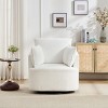 33.85" Chenille Swivel Barrel Accent Chair with Curved Back and 360° Base for Living Room or Bedroom-Cuddlewood - 2 of 4