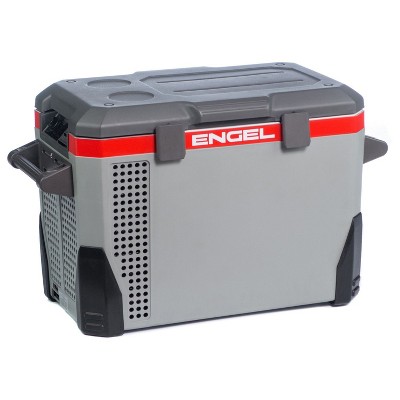 Engel 40-Quart 110/120V-AC 12/24V-DC Portable Top-Opening Tri-Voltage Car Fridge/Freezer with ABS Plastic Shell and Removable Handles, Gray
