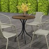Resenkos Outdoor Side End Table, End Table, Outdoor Couch Table,26" Round Patio Table with Steel Frame and Slat Tabletop, Distressed Brown - 2 of 4