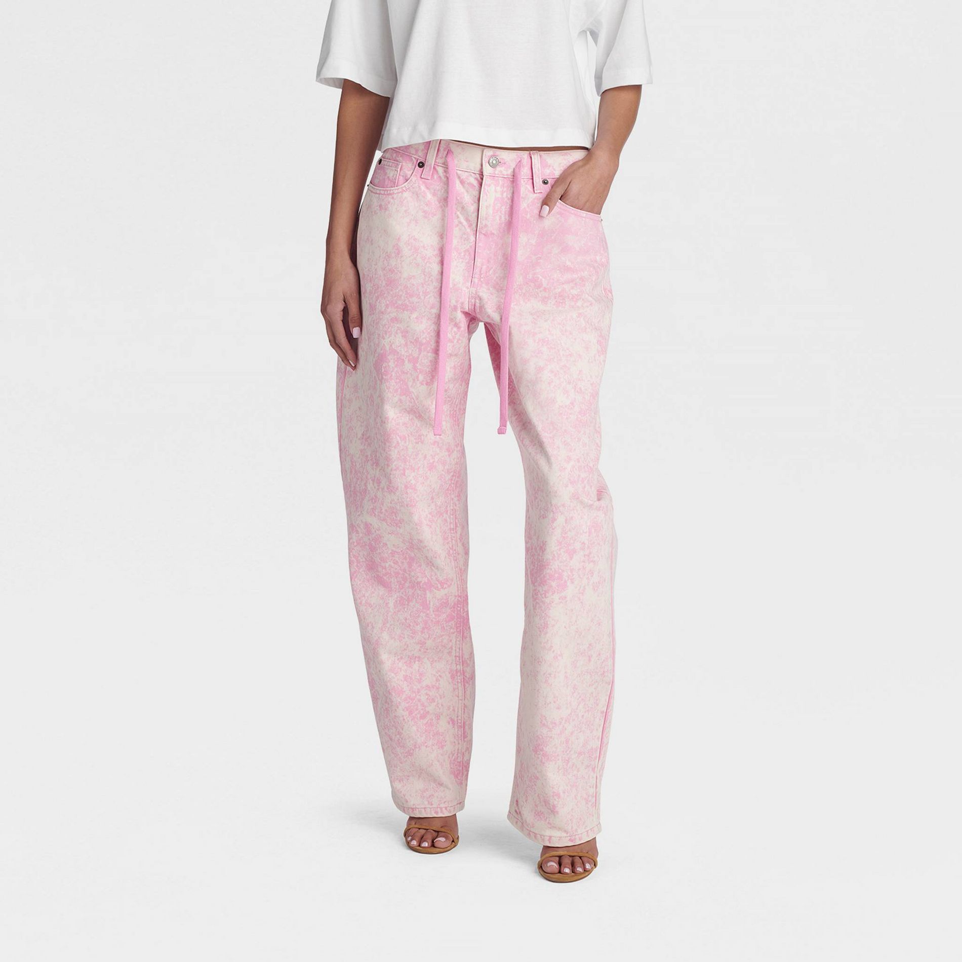 KBB by KAHLANA Women's Mid-Rise Barrel Leg 'The Lynnox Jean' - Pink