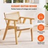 VEVOR Mid Century Modern Rattan Chair, Upholstered Velvet Accent Chair with Rattan Back, Retro Living Room Chair for Living Room, Bedroom, Beige - 3 of 4