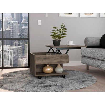 NicBex Coffee Tables for Living Room 15.3" H Rectangle Modern Lift Top Coffee Table with Casters and 1 Open Shelf, Brown