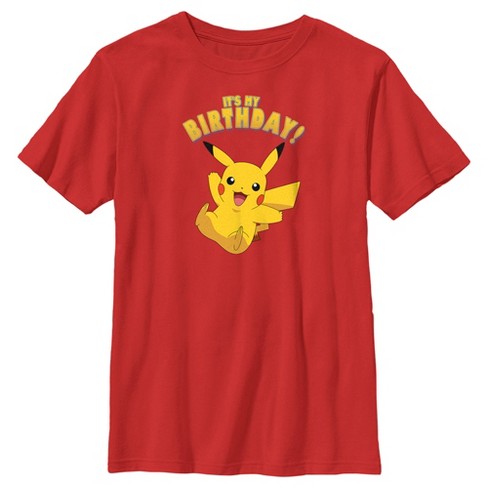 Boy s Pokemon Pikachu It s My Birthday T Shirt Red Large