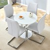 3/5 PCS Round Dining Table Set Modern Dining Set Kitchen Table Set with Upholstered Chairs, White/Black/Gray-Modernluxe - 3 of 4