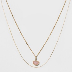 Two Row Layer with Semi Precious Charm Necklace - Universal Thread Gold, Women
