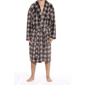 46903-1A-M #FollowMe Printed Plaid Velour / Flannel Robe / Robes for Men - 1 of 2