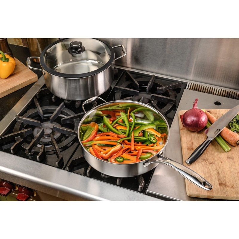 Frieling Black Cube Stainless, Saute Pan w/Lid and helper handle, 11" dia., 4.5 qt., Stainless steel, 4 of 6