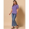 INSPIRE CHIC Women's Bow Tie Neck Solid Color Elastic Cuffs Elegant Office Short Sleeve Blouse - 3 of 4