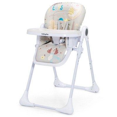 Image of Costway Baby High Chair Folding Feeding Chair W/ Multiple Recline & Height Positions Grey