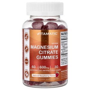 Vitamatic Magnesium Citrate Gummies, Natural Raspberry, 60 Gummies - 1 of 4