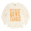 Give Thanks Block Distressed - Women's Garment Dyed Long Sleeve Graphic T-Shirt - 2 of 4