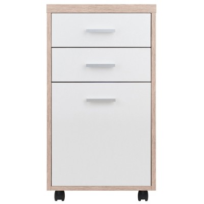 Kenner Brown and White 3-Drawer Lockable Mobile File Cabinet
