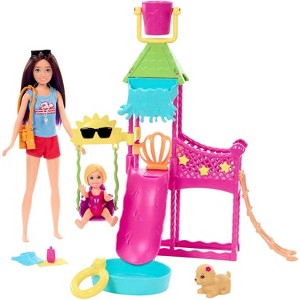 Barbie Skipper First Jobs Big Babysitting Adventure Waterpark Playset with Doll, Water Slide & Puppy Squirt Toy – HKD80 - 1 of 4