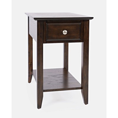 Traditional Espresso Brown Chairside End Table with Storage