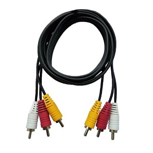 SatelliteSale 3 Male to 3 Male RCA Audio Video AV Сomposite Cable Universal Wire PVC Black Cord 6 feet - 1 of 1