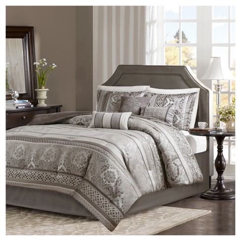 Mirage 7 Piece Polyester Jacquard Comforter Bedding Set With