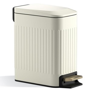 Small Bathroom Trash Can with Lid Soft Close-5L/1.3 Gal Slim Garbage Can-Metal Step Wastebasket-Rectangle Narrow Waste Bin - 1 of 4