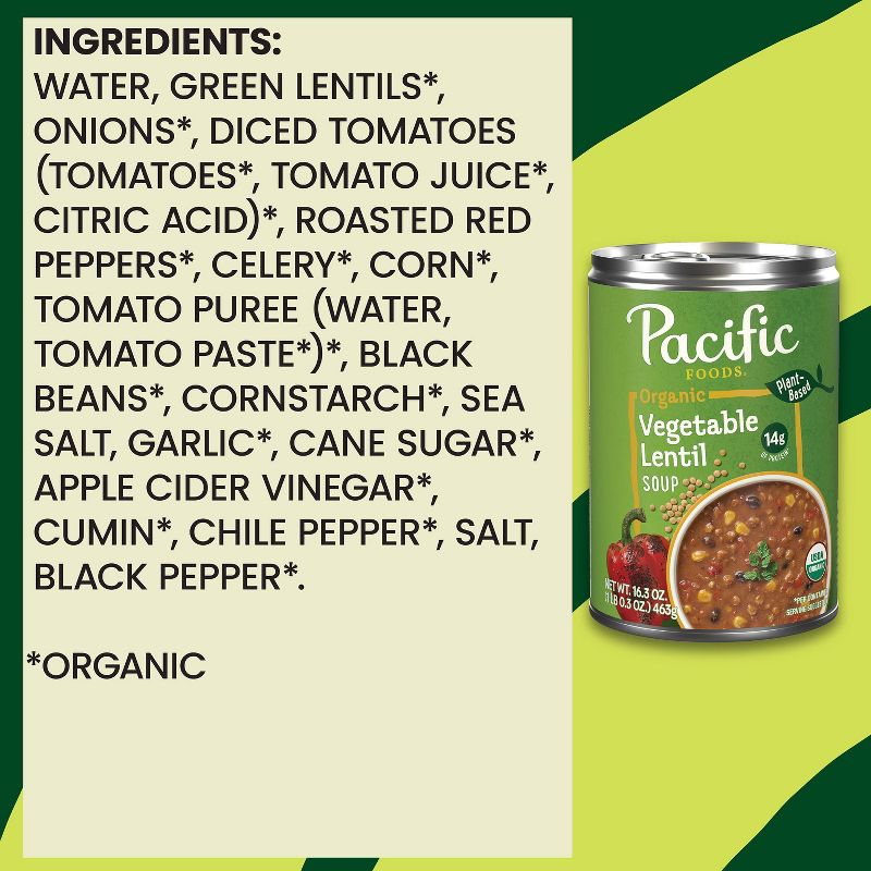 Pacific Foods Organic Plant Based Vegetable Lentil &#38; Roasted Red Pepper Soup - 16.3oz, 4 of 12