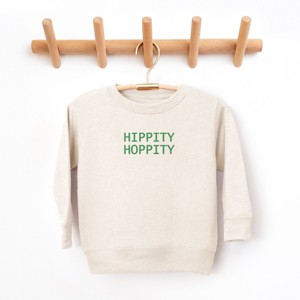 The Juniper Shop Embroidered Hippity Hoppity Stacked Toddler Sweatshirt - 3T - Natural - 1 of 4