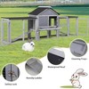 Sandinrayli 82.5in Wooden Rabbit Hutch - Outdoor/Indoor Easy-Assemble & Durable Hutch w/Cleaning Tray, Waterproof Roof for Small/Medium Bunnies (Gray) - 2 of 4