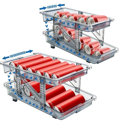 LunaLulinlk 2 Pack Adjustable Width Drink Organizer for Fridge, Automatic Rolling Soda Can Dispenser for Refrigerator