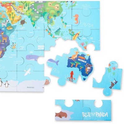 Blue Panda 56 Pieces World Map Magnetic Jigsaw Puzzles for Kids, Educational (11 x 17 in)