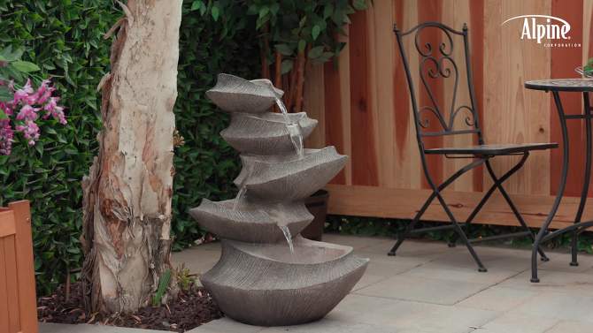 31&#34; Resin Cascading Outdoor Fountain with LED Lights Brown - Alpine Corporation, 2 of 5, play video